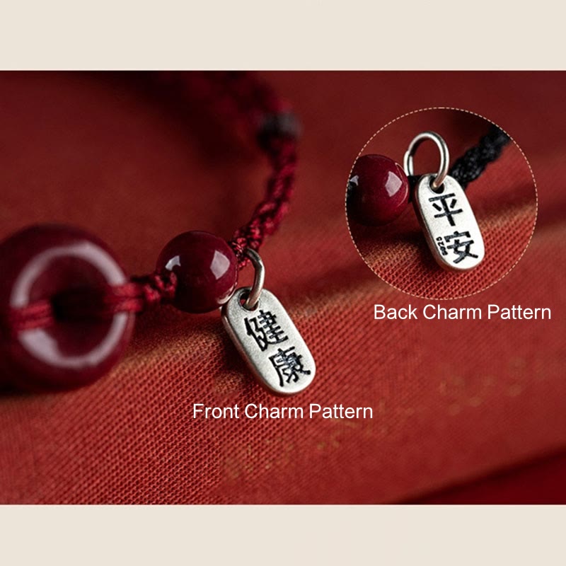 Buddha Stones, handgefertigt, Zinnober-Friedensschnalle, sicheres und gesundes Charm-Segen-Armband, Fußkettchen
