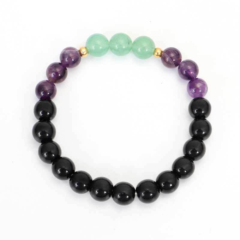 Buddha Stones 108 Mala-Perlen, Amethyst, grüner Aventurin, Lotus, Meditationsarmband