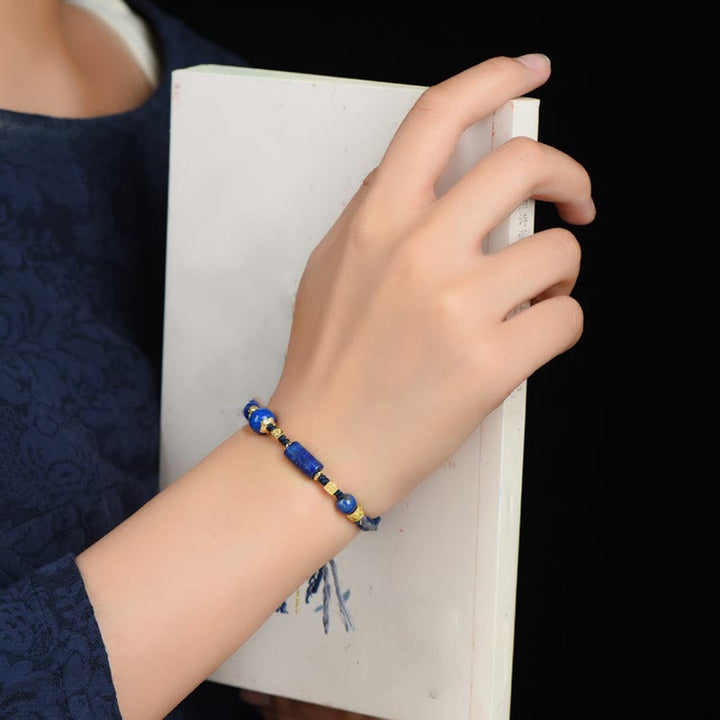 Buddha Stones, handgefertigtes Armband aus natürlichen Lapislazuli-Perlen, positive Seilform - image 8