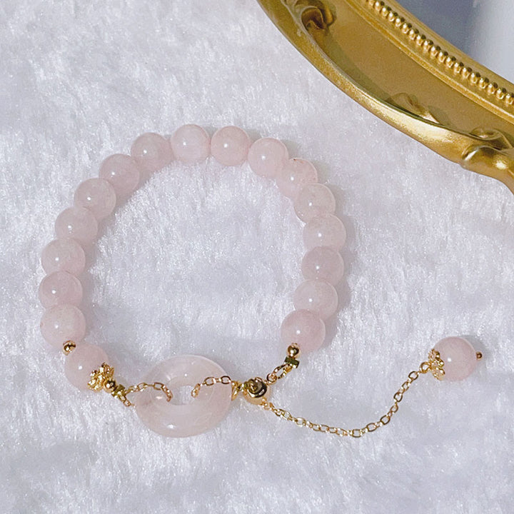 Buddha Stones natürliches rosa Kristall-Friedensschnalle-Liebes-Charm-Armband - image 4