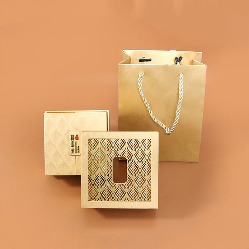 Retro-Schmuckaufbewahrungsbox mit Federmuster, Geschenkbox - Gold (11,2 x 11,2 x 5,8 cm) - image 0