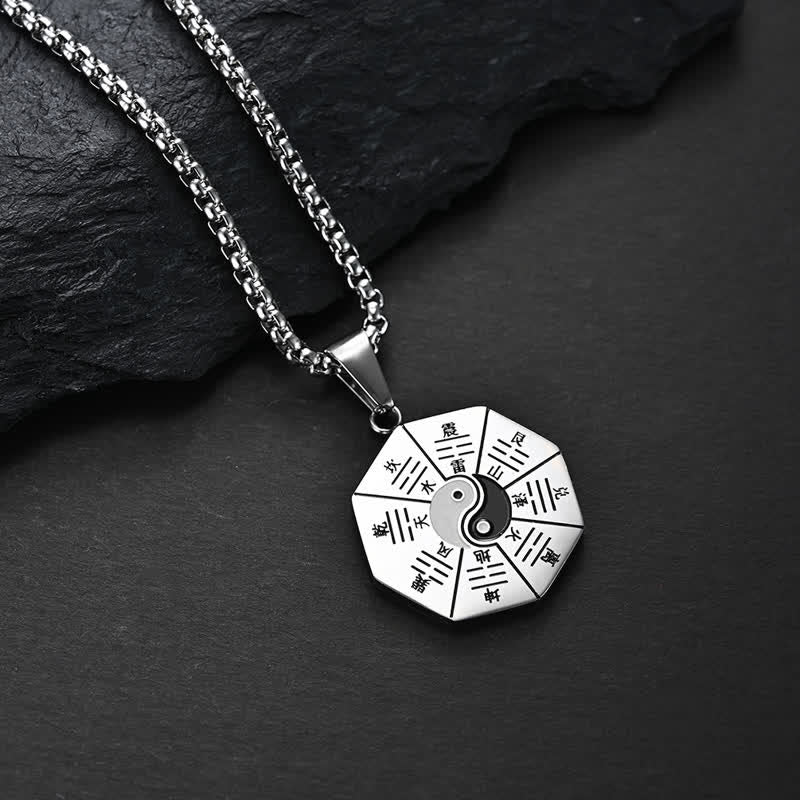 Bagua Yin Yang Balance-Halskettenanhänger aus Titanstahl - Silber - image 6
