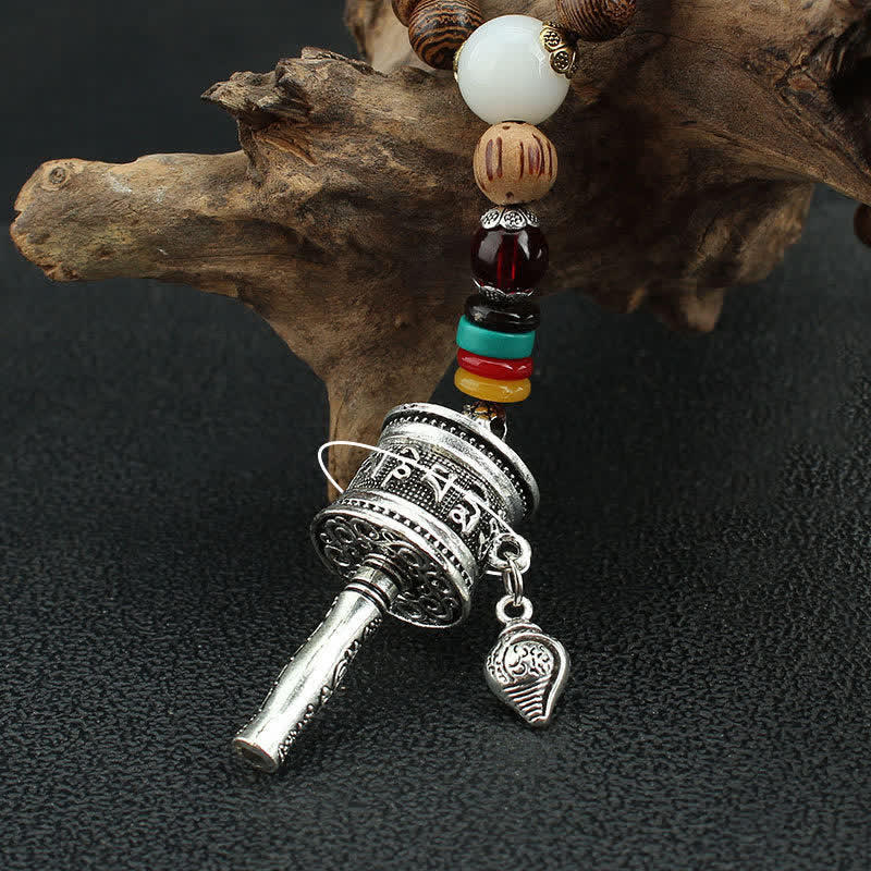 Buddha Stones, tibetische Om Mani Padme Hum Gebetsmühle, Rotation, Vajra-Holz-Halsketten-Anhänger - image 16