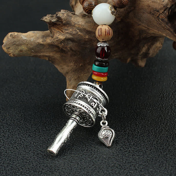 Buddha Stones, tibetische Om Mani Padme Hum Gebetsmühle, Rotation, Vajra-Holz-Halsketten-Anhänger - image 16