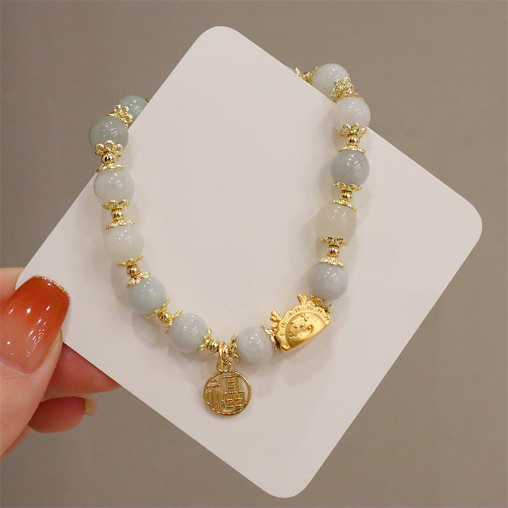 Buddha Stones, Jahr des Drachen, roter Achat, Erdbeerquarz, schwarzer Obsidian, Jade, Granat, Perle, Zinnober, Knödel, Drache, Glück, Fu, Charakter-Armband - image 19