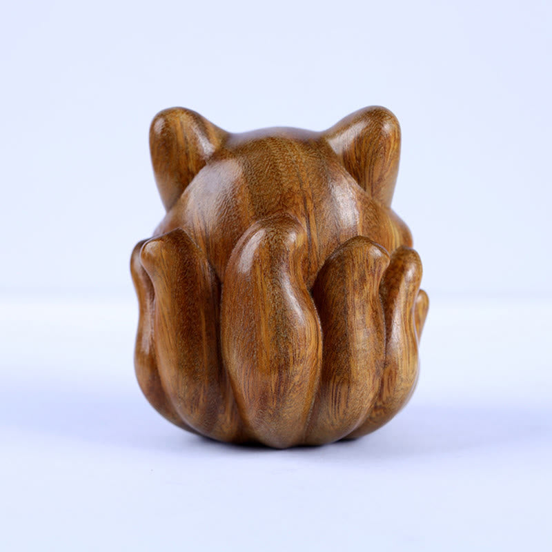 Buddha Stones, Mini-Neunschwänziger Fuchs, Elfenbein, Frucht, Sandelholz, grünes Sandelholz, Segensdekoration