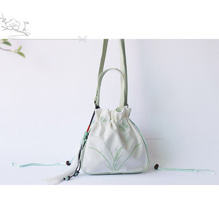 Buddha Stones Handgefertigte bestickte Blumen Canvas Tote Schultertasche Handtasche - image 17
