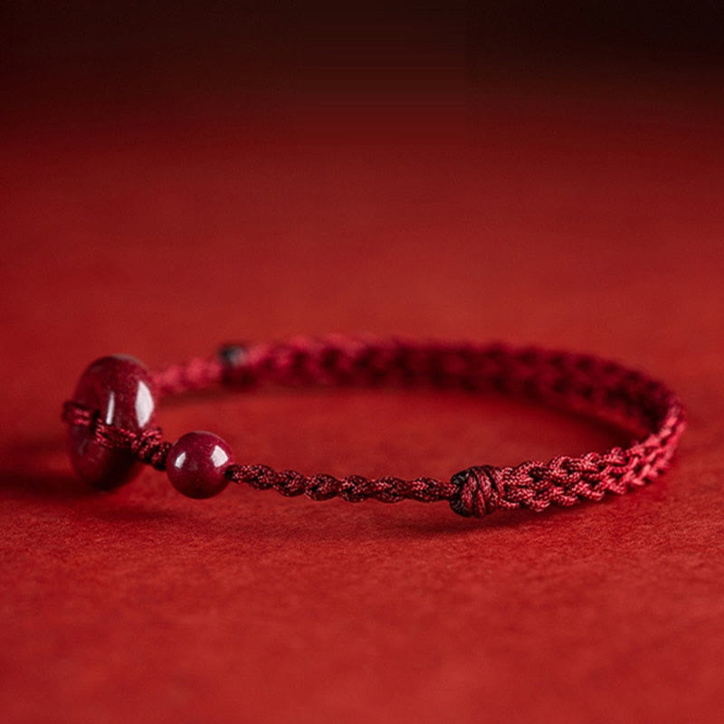 Buddha Stones, handgefertigt, Zinnober-Friedensschnalle, sicheres und gesundes Charm-Segen-Armband, Fußkettchen