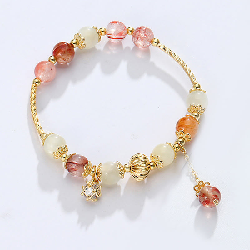 Buntes Rutilquarz-Katzenauge-Zirkon-Glücksperlenarmband - image 2