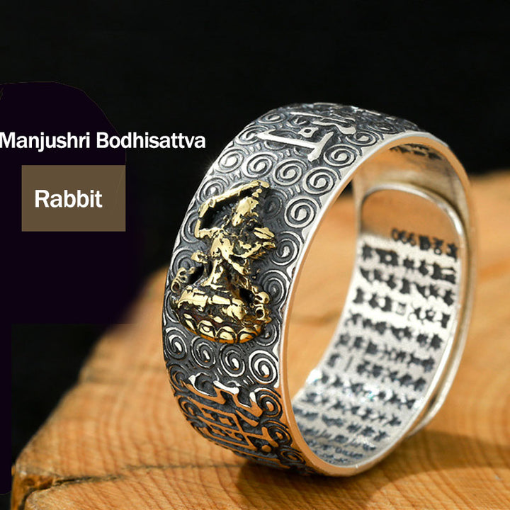 Verstellbarer Ring mit Buddha Stonesn, chinesischem Sternzeichen, Natal, Buddha, Reichtum, Glück