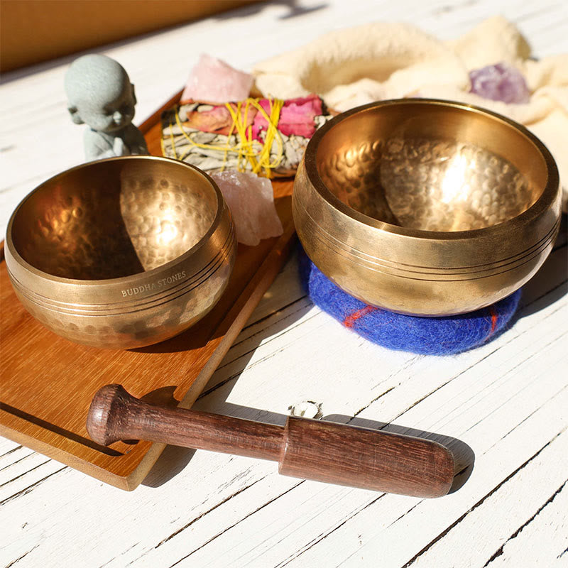 Tibetische Meditations-Klangschale, handgefertigt für Heilung und Achtsamkeit. Klangschalen-Set - image 4