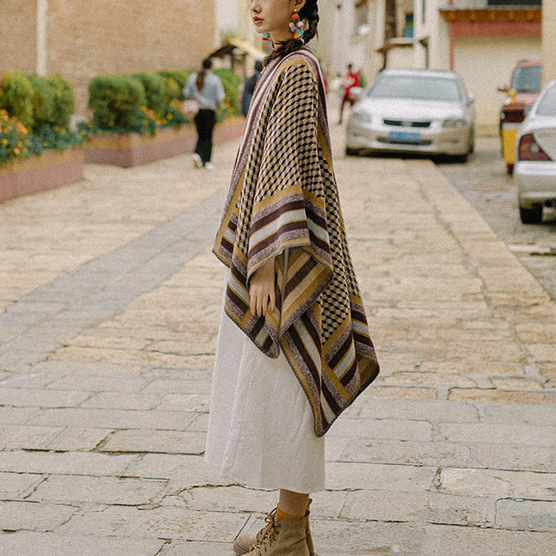 Tibetischer Schal mit Buddha Stonesn, klassisches Muster, Winter, gemütlich, warm, Reiseschal - image 4