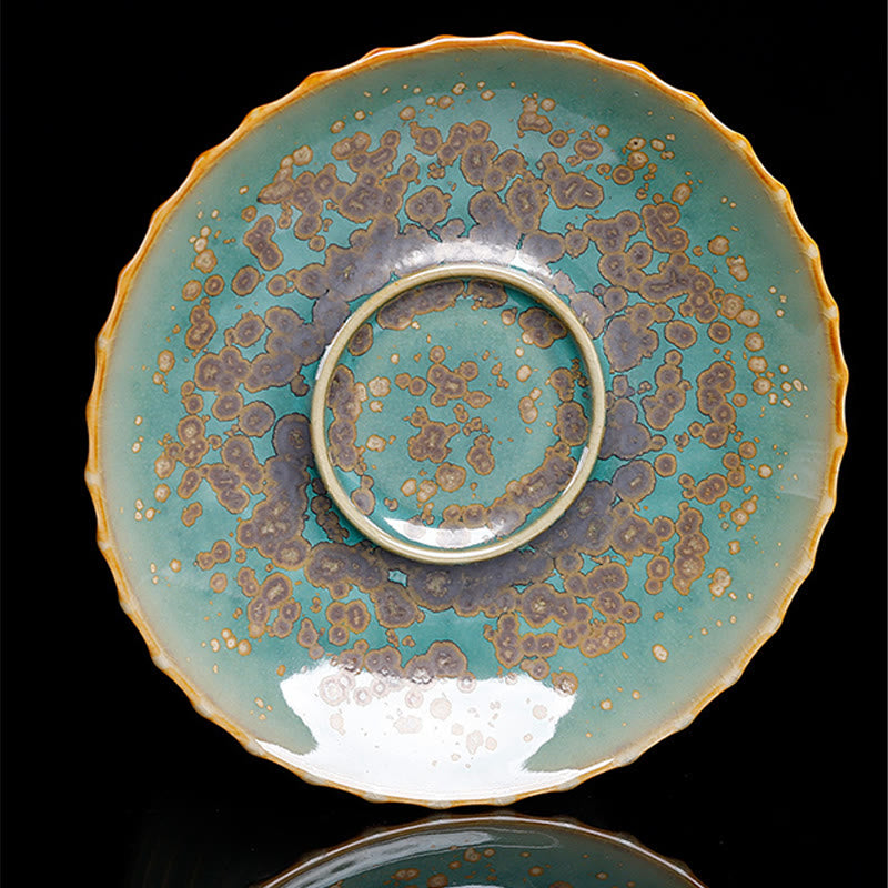 Buddha Stones Retro Glasur Ofenwechsel Keramik Gaiwan Sancai Teetasse Kung Fu Teetasse und Untertasse mit Deckel - image 15