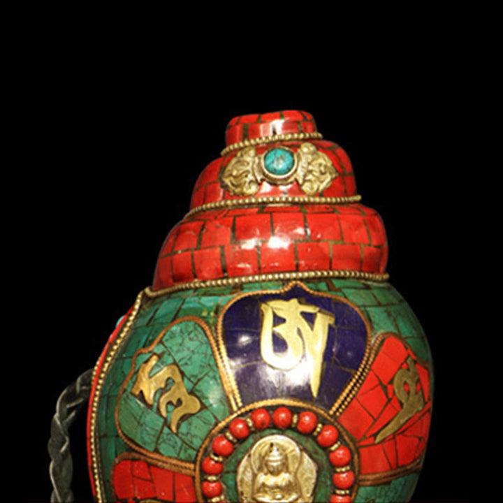 Tibetische handgemachte Shankha Om Mani Padme Hum Buddha Muschel Glücksdekoration - image 9