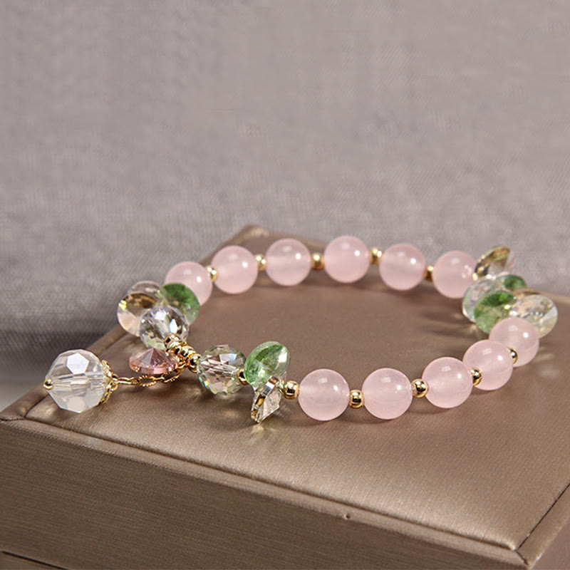 Buddha Stones Katzenauge rosa Kristall-Friedens-Charm-Armband - image 4