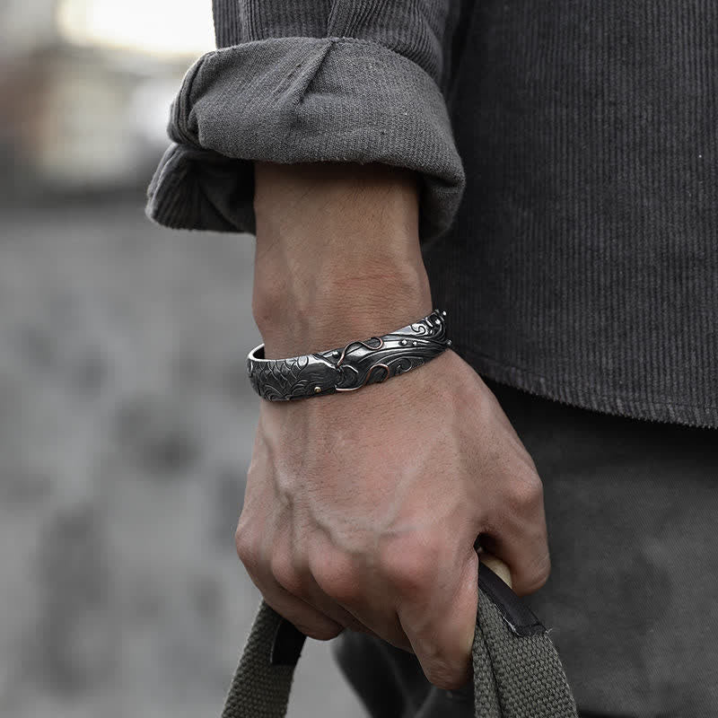 999 Sterling Silber 990 Gold Koi Fisch Glück Reichtum Erfolg Armband Armreif - image 1