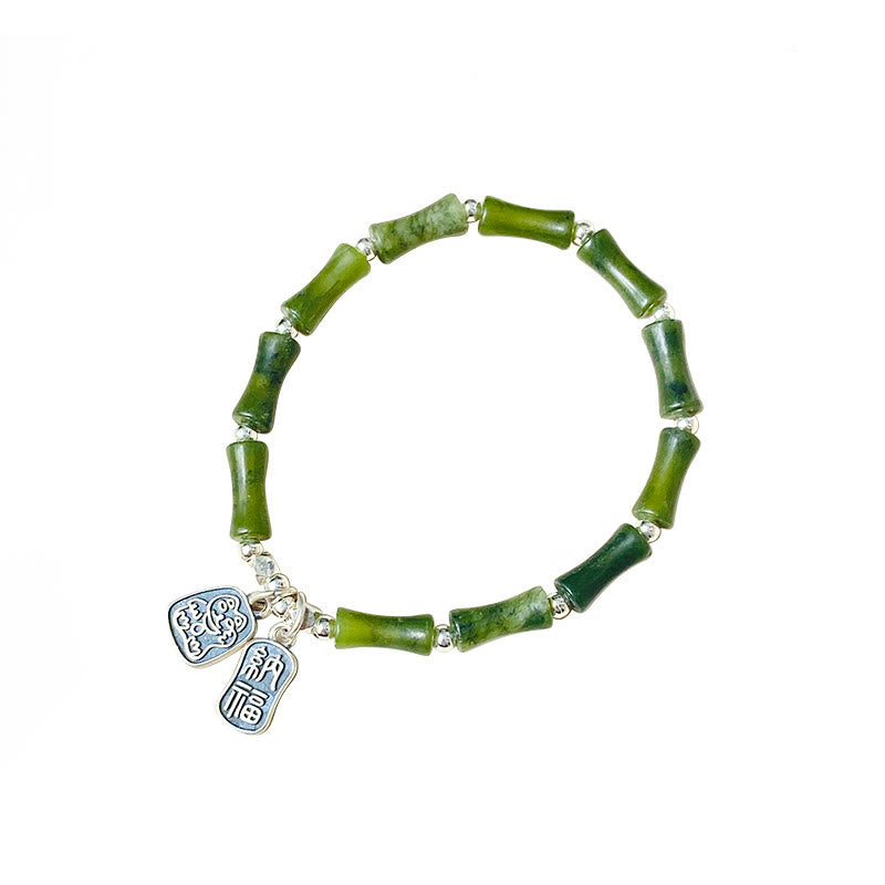 Buddha Stones Armband aus 925er-Sterlingsilber, Bambus-Jade, Glückskatze, Fu-Charakter, Glücksfülle - image 17