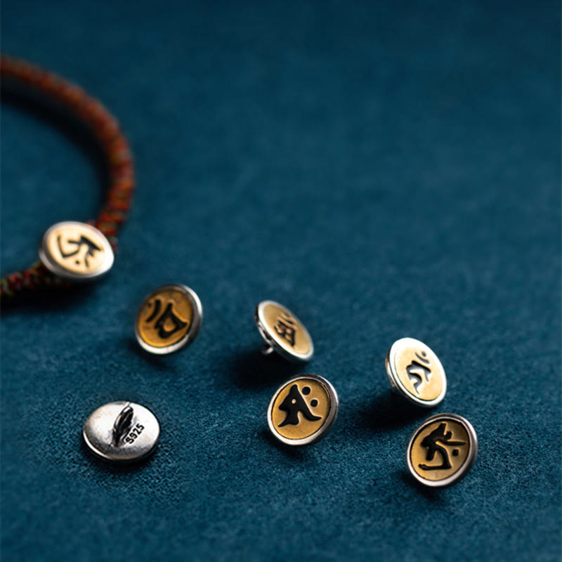 Buddha Stones, handgefertigt, 925er-Sterlingsilber, chinesisches Sternzeichen, Natal-Buddha-Schutz, buntes Seil-Armband - image 3