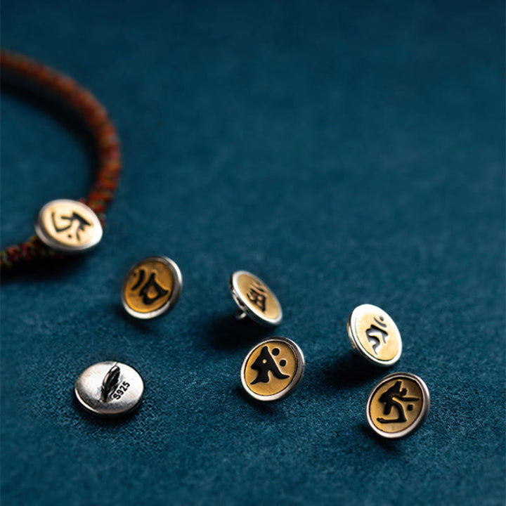 Buddha Stones, handgefertigt, 925er-Sterlingsilber, chinesisches Sternzeichen, Natal-Buddha-Schutz, buntes Seil-Armband - image 3