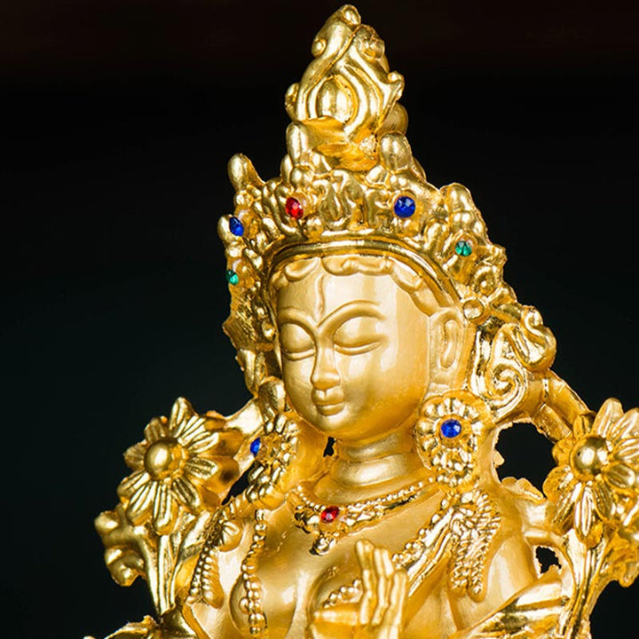 Bodhisattva Weiß Tara Hope Protection vergoldete Statuendekoration