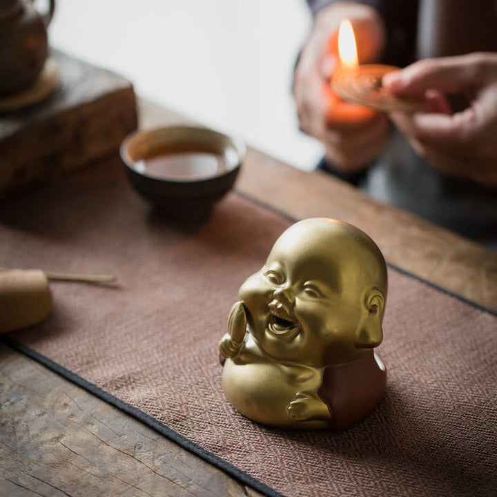 Kleiner Buddha, lachender Buddha, Keramik-Räuchergefäß - Lachender Buddha - image 9