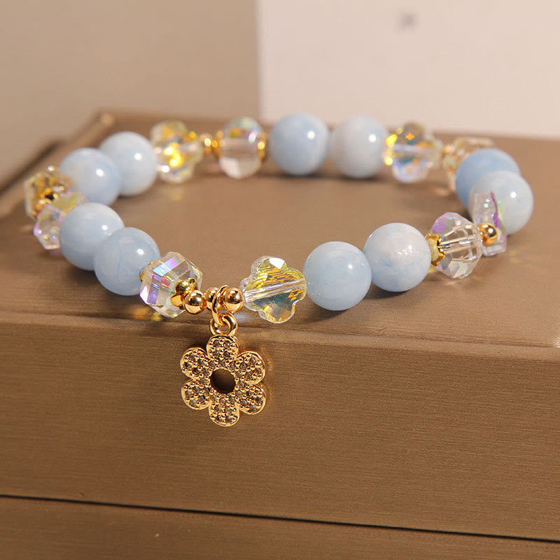 Buddha Stones Armband mit natürlichem Aquamarin und Heilkristall