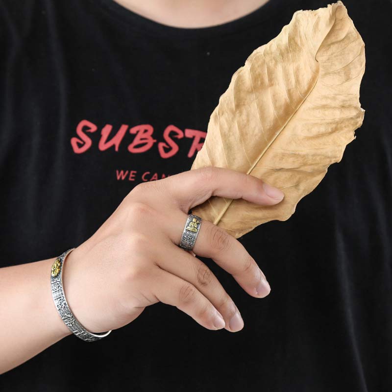 Verstellbarer Ring mit Buddha Stonesn, chinesischem Sternzeichen, Natal, Buddha, Reichtum, Glück