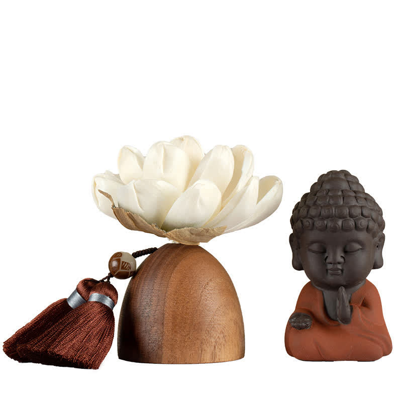 Schwarze Pfirsichholz-Buddha-Blumen-Calm-Cure-Dekorationen - image 4