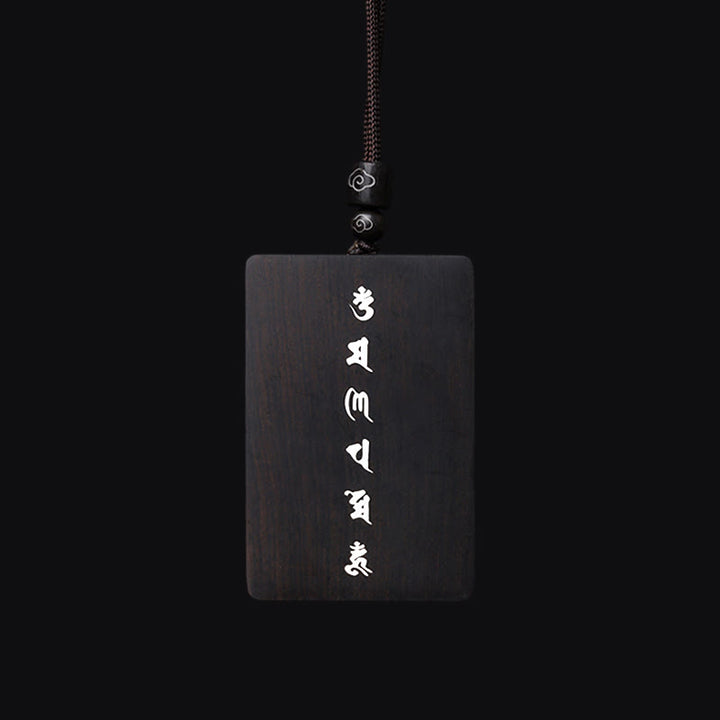 Buddha Stones, 999er-Sterlingsilber, kleines Blatt, rotes Sandelholz, Ebenholz, Om Mani Padme Hum, eingelegter Schutz-Halskettenanhänger - image 15