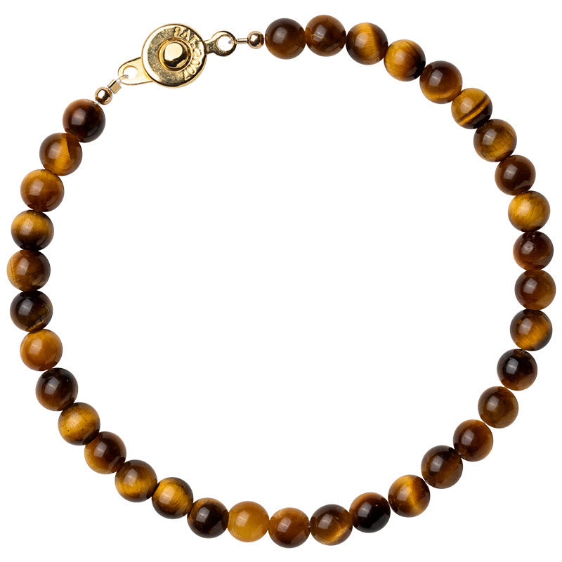 Buddha Stones 14K vergoldetes natürliches Tigerauge-Stein-Mut-Schutz-Armband