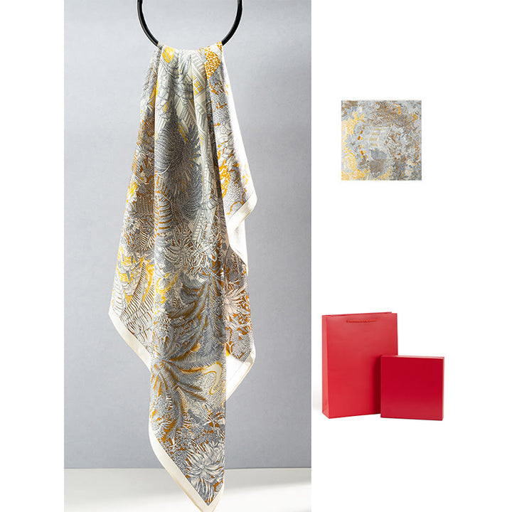 Buddha Stones, Dschungel-Ölgemälde, verheißungsvolle Wolken, Schal aus 100 % Maulbeerseide, doppelseitiger Seidenhalsschal der Premiumklasse 6A - image 8