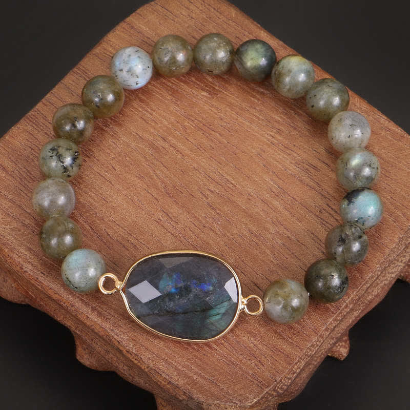 Buddha Stones Natürliches Labradorit-Mondstein-Perlenarmband zur Unterstützung der Heilung - Labradorit & Mondstein (Leuchtkraft variiert – dezent bis stark) - image 0