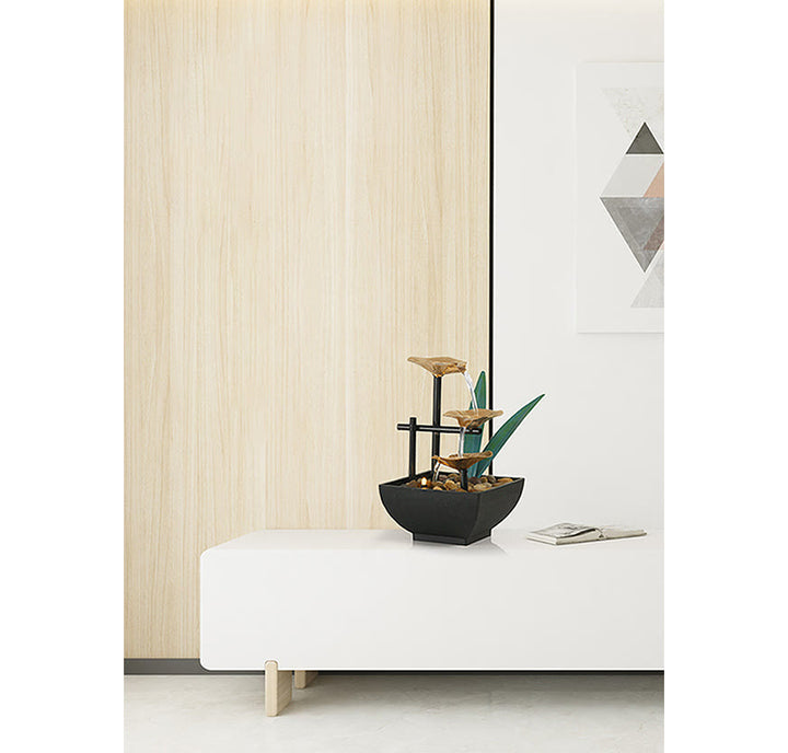 Dreischichtige Wasserfall-Brunnen-Tisch-Lotus-Ornamente mit Flussfelsen-Desktop-Dekoration - image 15