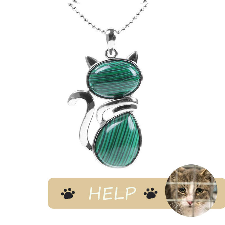 „Save A Cat“-Halskette mit niedlichem Katzenmuster, natürlichem Kristallschutz und katzenliebendem Anhänger - image 23