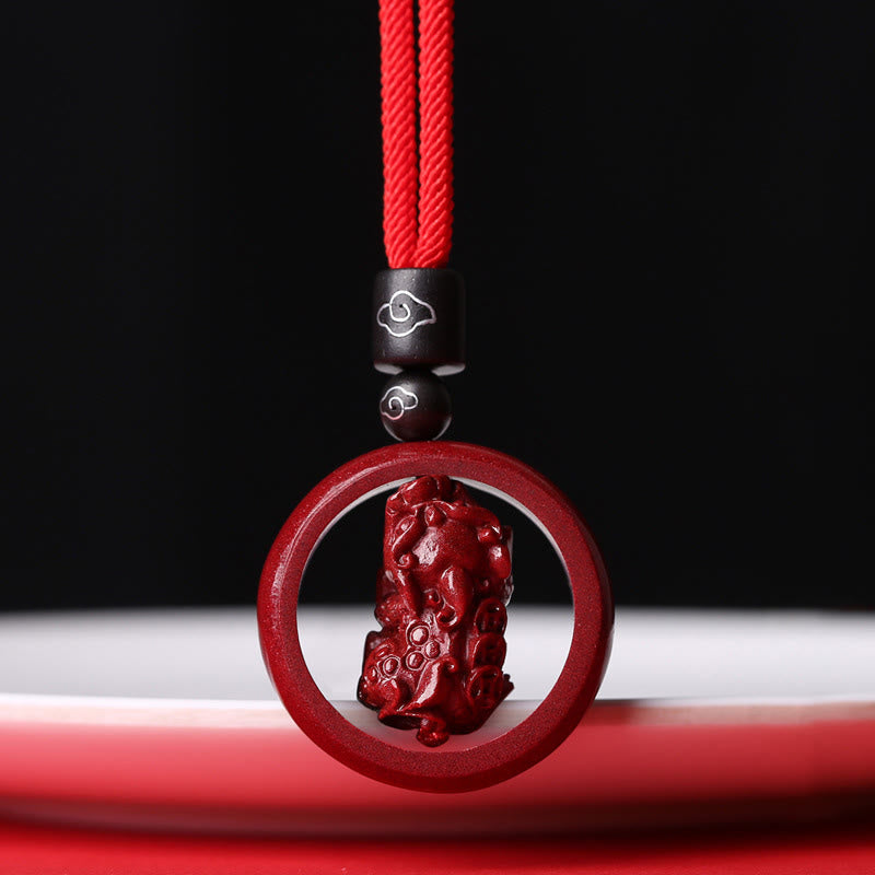 Buddha Stones, Zinnober, Om Mani Padme Hum, PiXiu, Segen, Glücksperlen-Halsketten-Anhänger - PiXiu - Rotes Seil - image 25