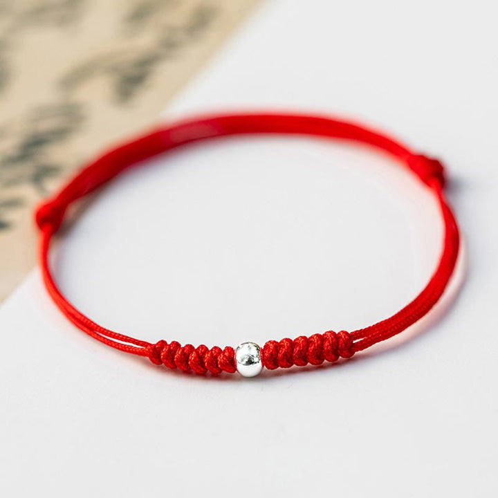 Buddha Stones, 925er Sterlingsilber, Glücksperlen-Schutzarmband, rotes dünnes geflochtenes Band - Runde Perle - Rot (Handgelenkumfang 14-18 cm) - image 18