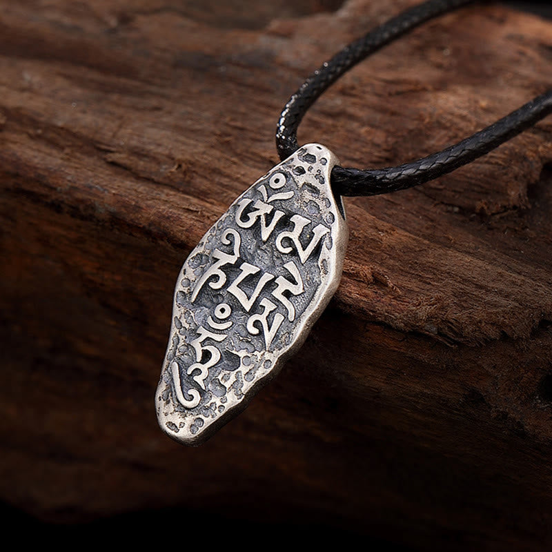 Buddha Stones, tibetisches 925er-Sterlingsilber, Om Mani Padme Hum Dorje Vajra, gravierter Stärke-Halskettenanhänger - Om Mani Padme Hum (Liebe♥Fokus) - image 1