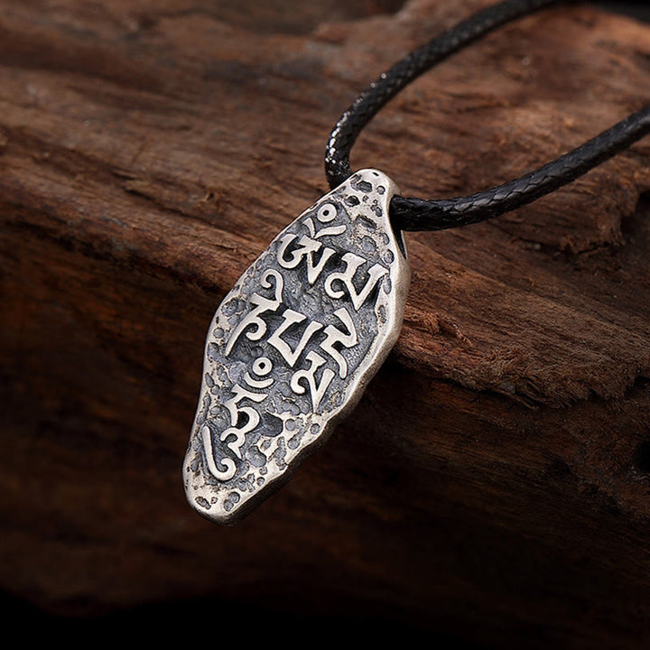 Buddha Stones, tibetisches 925er-Sterlingsilber, Om Mani Padme Hum Dorje Vajra, gravierter Stärke-Halskettenanhänger - Om Mani Padme Hum (Liebe♥Fokus) - image 1