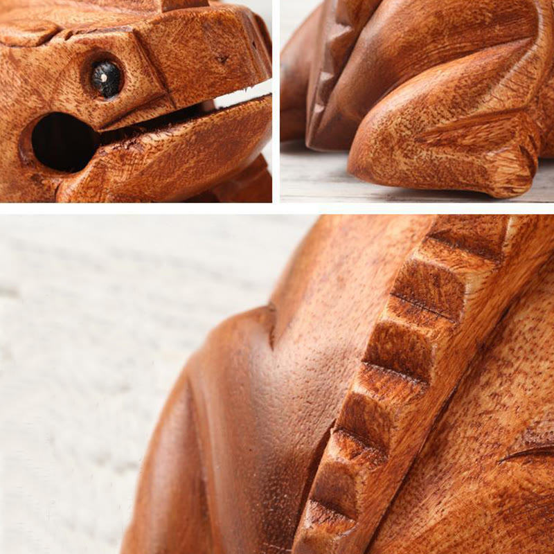 Buddha Stones, handgefertigt, FengShui, Reichtum, Glück, Frosch, Mini-hölzerner krächzender Frosch, Guiro-Dekoration - image 11