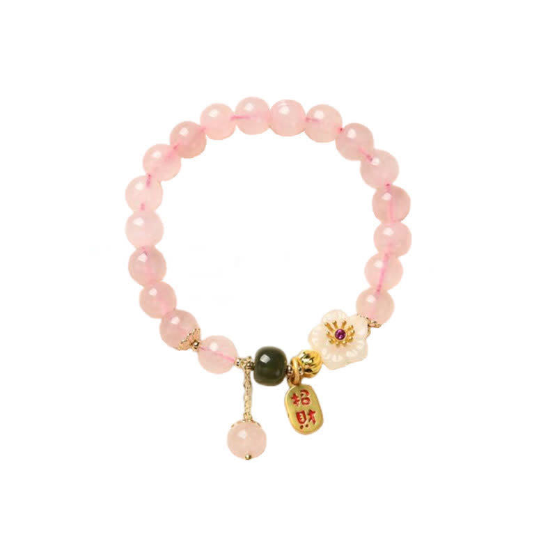 Armband mit Buddha Stonesn, natürlicher rosafarbener Kristall-Jade-Blume, warmes Liebesarmband - image 7