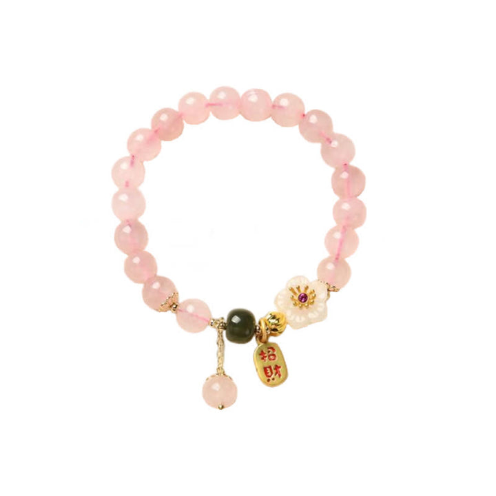 Armband mit Buddha Stonesn, natürlicher rosafarbener Kristall-Jade-Blume, warmes Liebesarmband - image 7