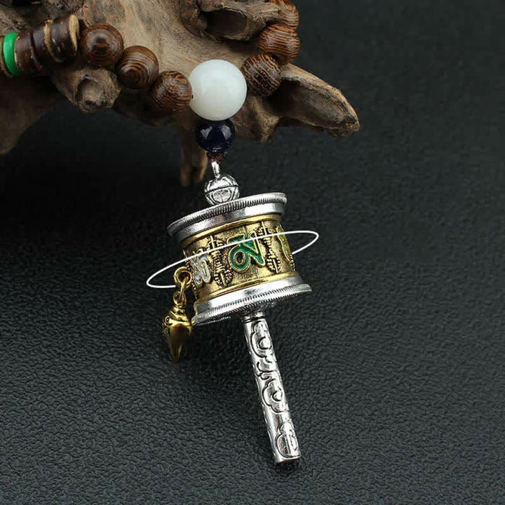 Buddha Stones, tibetische Om Mani Padme Hum Gebetsmühle, Rotation, Vajra-Holz-Halsketten-Anhänger - image 6