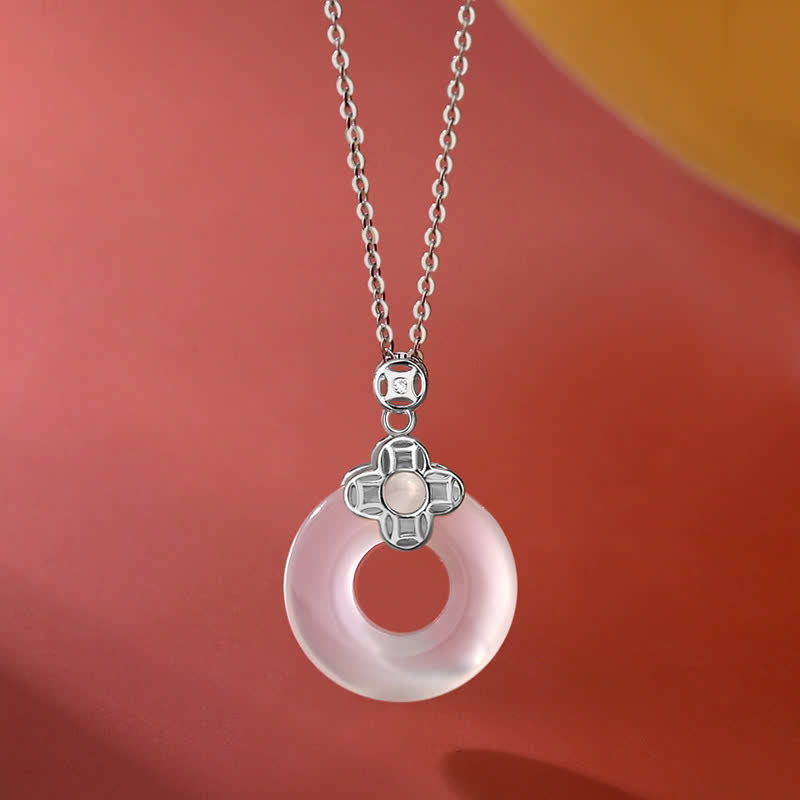 925 Sterling Silber Chalcedon-Münze Friedensschnalle positiver Halskettenanhänger - Silber - image 5
