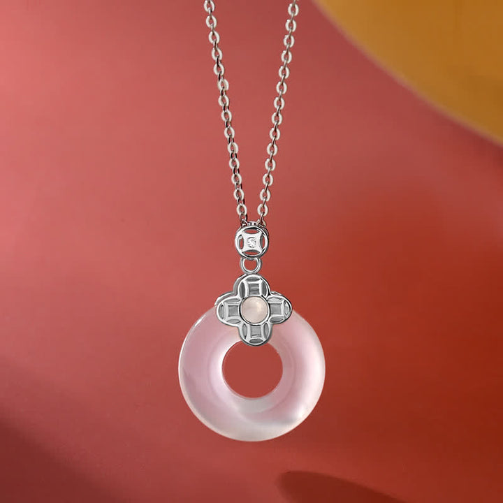 925 Sterling Silber Chalcedon-Münze Friedensschnalle positiver Halskettenanhänger - Silber - image 5