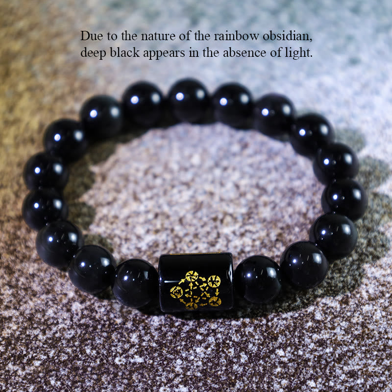 Armband mit positiver Transformation aus natürlichem Regenbogenobsidian von Buddha Stones