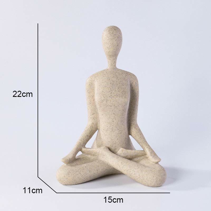 Abstrakte Yoga-Meditationsübung, Harz, spirituelle Figur, Skulptur, Schreibtischdekoration - Sitzend im Schneidersitz 15 x 11 x 22 cm - image 11
