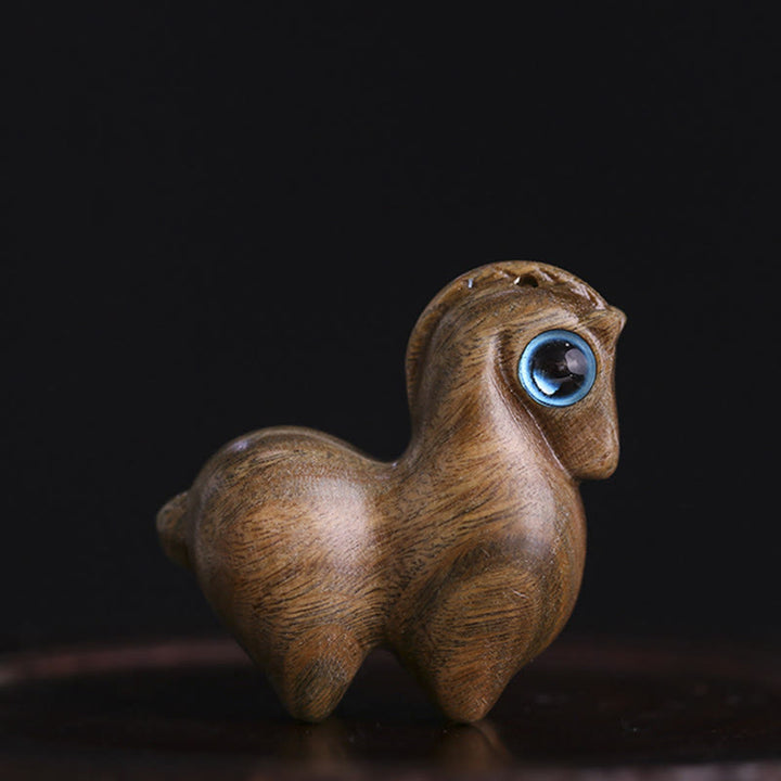 Buddha Stones, kleines Blatt, rotes Sandelholz, grünes Sandelholz, Glücks-Mini-Pferdeschutz-Dekoration - Pferd aus grünem Sandelholz (mittlere Größe 39*34*17mm) - image 3