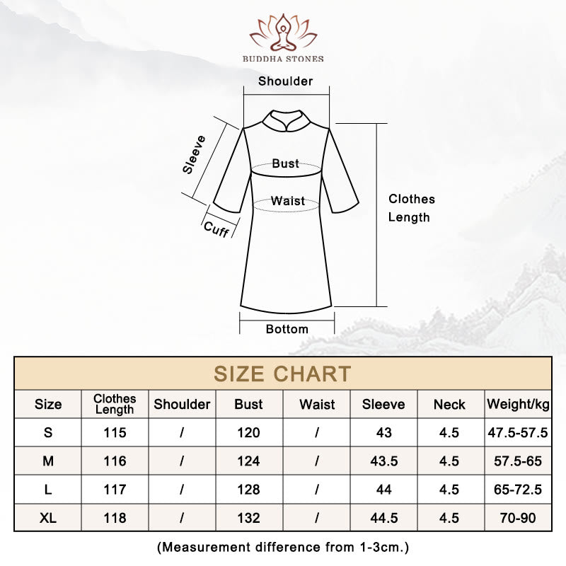 Buddha Stones 100 % Maulbeerseide 6 Momme Kleid Vintage Blume Schmetterling Stickerei Qipao Kleid Damen Cheongsam Kleid - Schwarz - Größentabelle - image 19