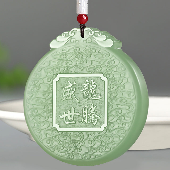 Buddha Stones Chinesisches Sternzeichen Drache Jade Glück Halskette String Anhänger - image 5