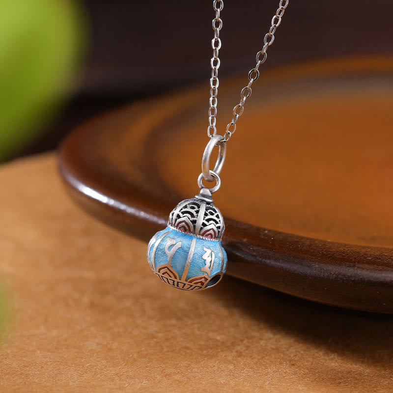 Buddha Stones 999 Sterling Silber Om Mani Padme Hum graviertes Kürbis-Design Weisheit Halskettenanhänger - image 3